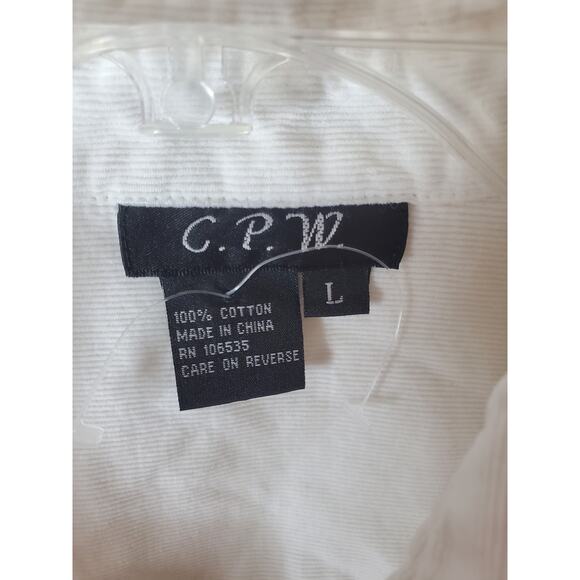 C.P.W. White Corduroy Button Down Top, Large - Picture 5 of 5